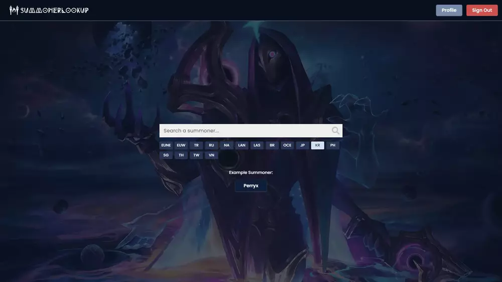 Summoner Lookup website preview